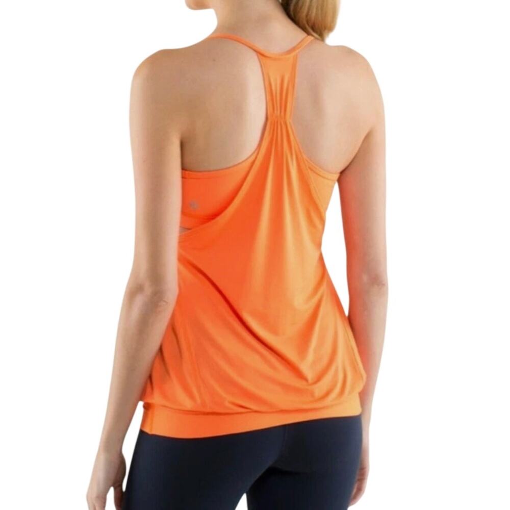 Lululemon No Limits Tank Top Size 8 Bright Orange Built In Bra Shelf Bra Yoga